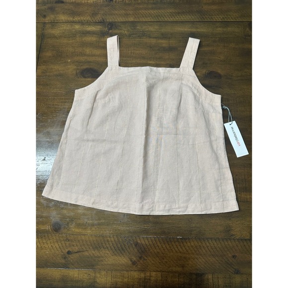 Liz Claiborne Tops - Liz Claiborne Womens Rose Quartz Plaid Linen Blend Tank Top Pink Gold Metallic M
